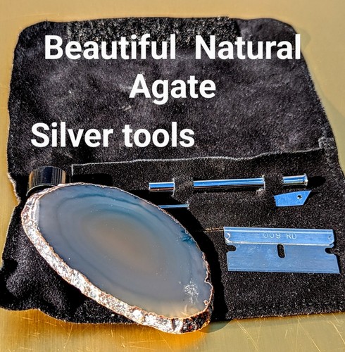 Handmade suede natural - suede, agate