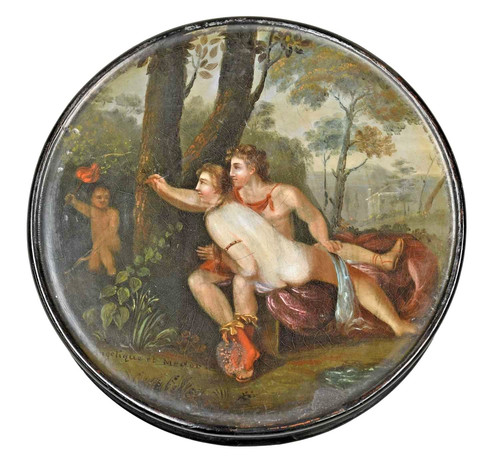 Antique papier mache snuff - mache,